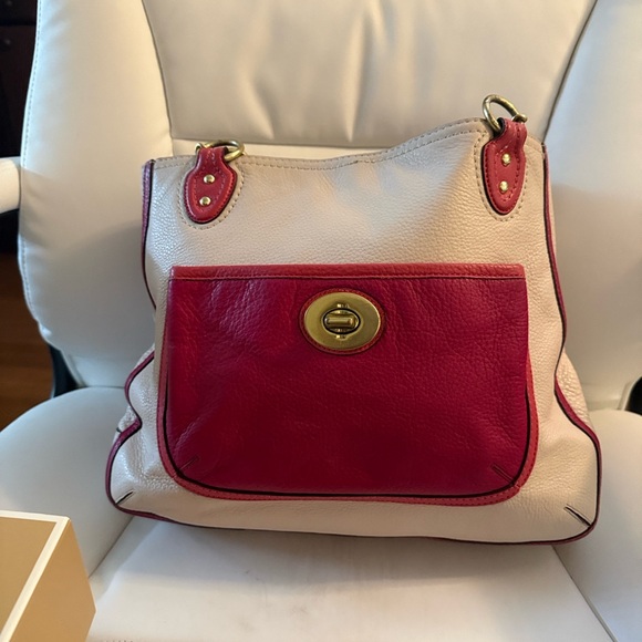 Y2K Coach Multicolored Pebbled Leather. Stylish Two-Tone Leather bag with chains - Picture 6 of 16